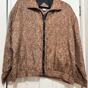 Vintage 100% Silk Leopard Print Bomber Jacket - Women's Zip Front